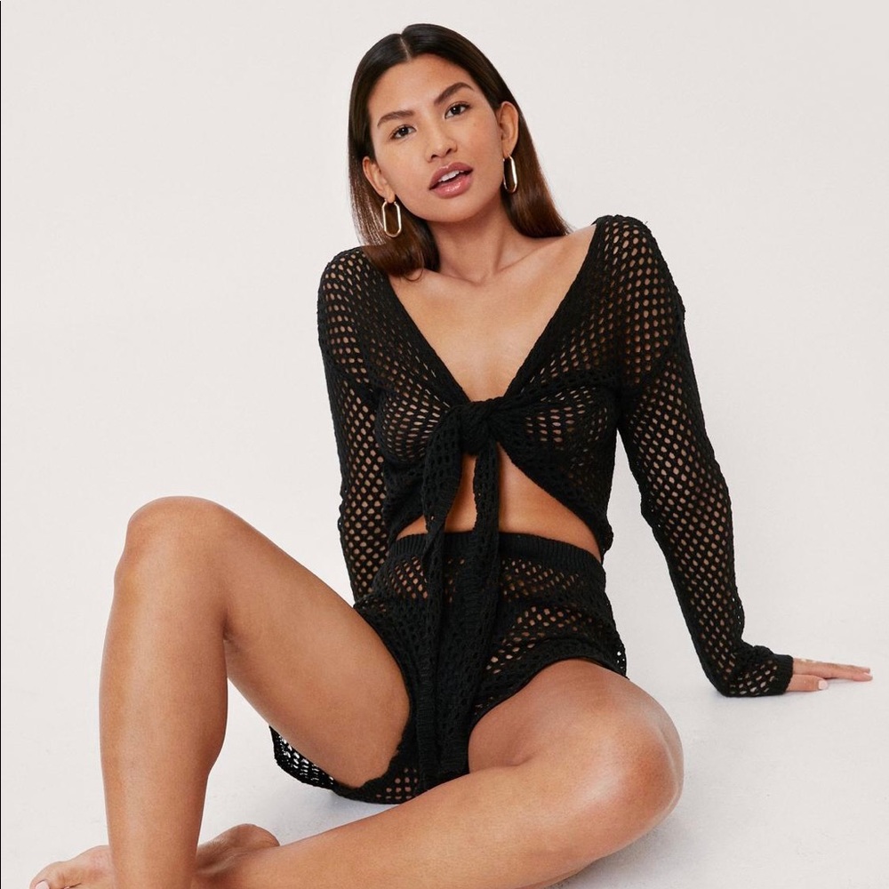 Crochet High Waisted Beach Cover Up Shorts